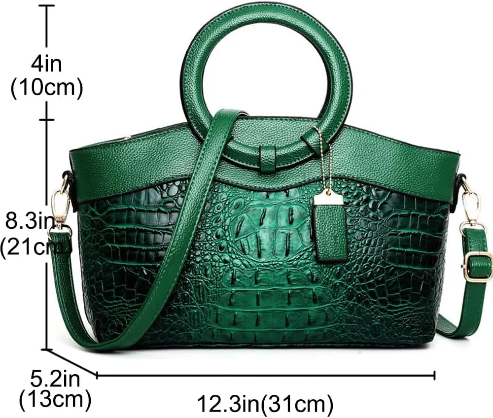 Women Handbags Tote Bags PU Leather Crocodile Pattern Purse Top Circular Handle Handbag Ladies Satchel Shoulder Bag