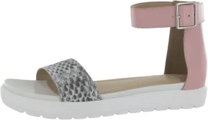 Women Olivia Ankle Strap Sandal, Gray/White/Snake, US 8.5