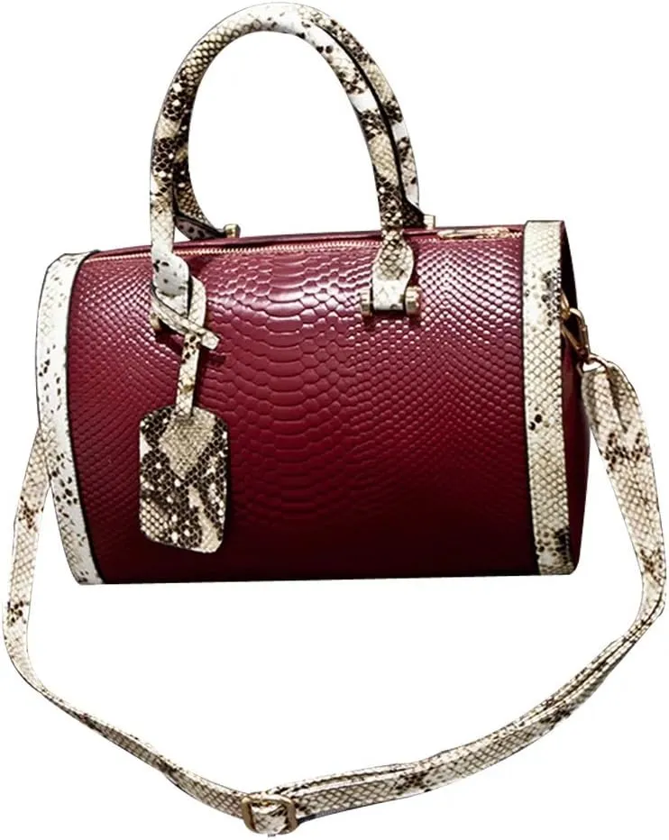 Women PU Leather Crocodile Snakeskin Pattern Shoulder Bag Handbag