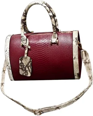 Women PU Leather Crocodile Snakeskin Pattern Shoulder Bag Handbag