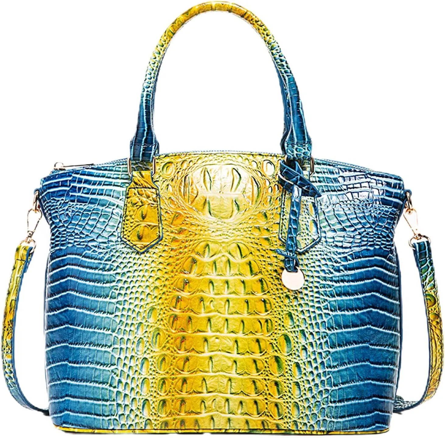 Women Purse Vegan Leather Crocodile-Embossed Pattern With Removable Shoulder Strap Top Handle Large Shoulder Bags