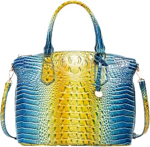Women Purse Vegan Leather Crocodile-Embossed Pattern With Removable Shoulder Strap Top Handle Large Shoulder Bags