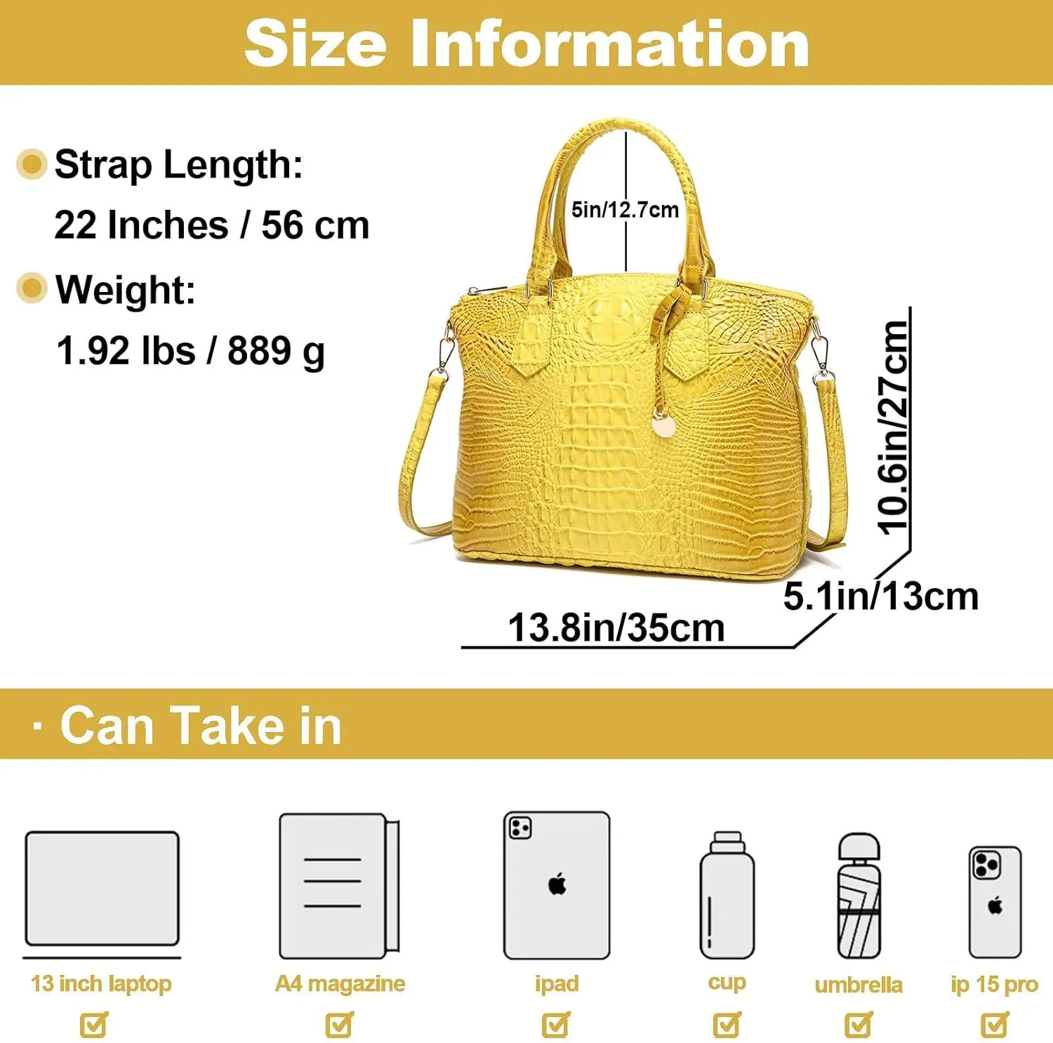 Women Purse Vegan Leather Crocodile-Embossed Pattern With Removable Shoulder Strap Top Handle Large Shoulder Bags