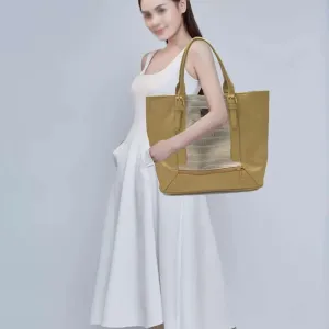 Women Shoulder Bag Crocodile Pattern Bucket Bag Contrasting Colors Tote Bag Large Capacity Handbag