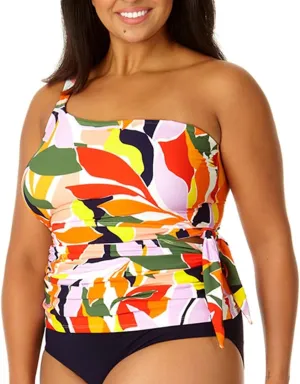 Women's Asymmetrical Side Tie Tankini Swim Top