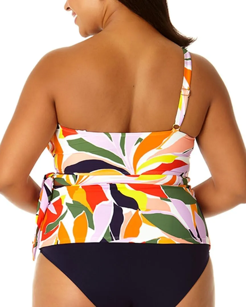 Women's Asymmetrical Side Tie Tankini Swim Top