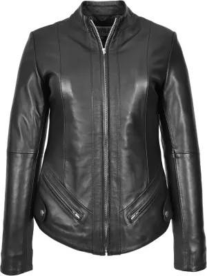 Women's Aviator Leather Jacket, Black, Size 16