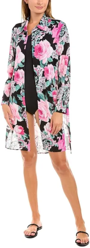 Womens Cover-Up Shirt, M, Black
