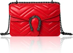 Women's Crossbody Shoulder Bag Snake Print Satchel Purse Leather Chain Clutch Evening Handbag