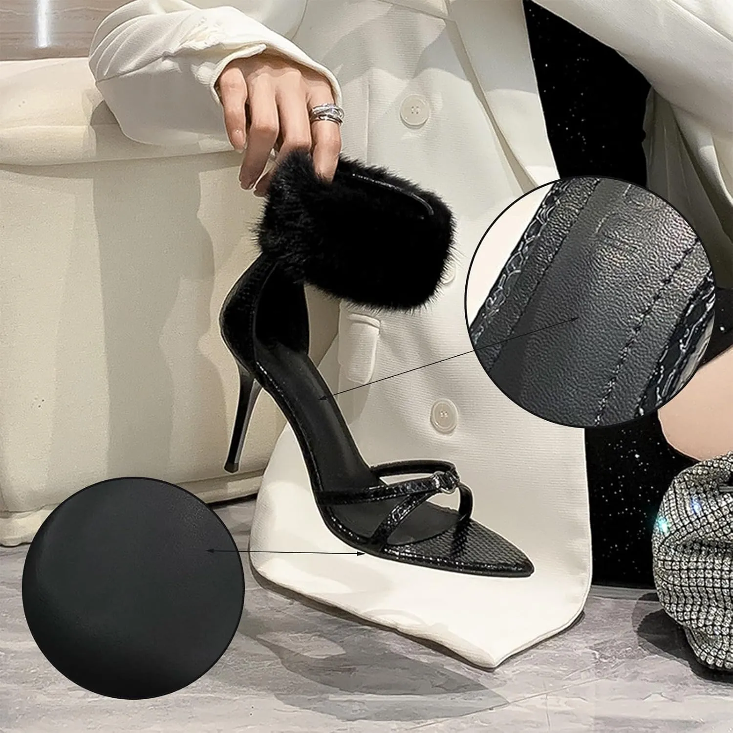 Women's High Stilettos Heels, Women's High Fine Heel Buckle Ankle Strap Sandals Wedding Bridal Party Prom Dress Shoes