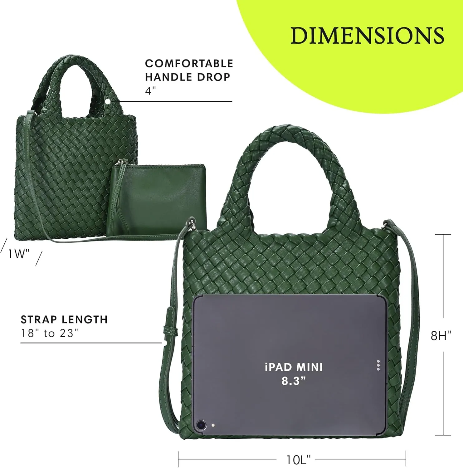 Women's Melody 2-in-1 Woven, Shoulder Bags for Women, Stylish Pouch Wristlet, Vegan Leather, Light Gold Hardware
