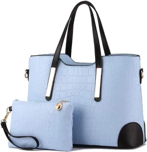 Women's Mix Color Crocodile Pattern PU Leather OL Crossbody Shoulder Bag Handbag