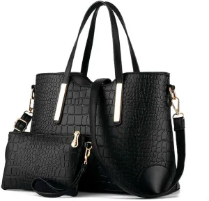 Women's Mix Color Crocodile Pattern PU Leather OL Crossbody Shoulder Bag Handbag