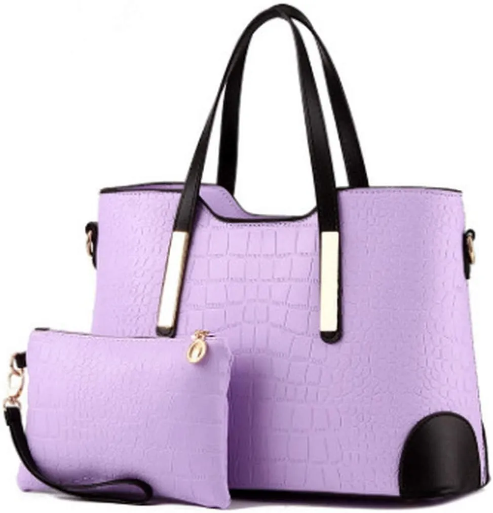Women's Mix Color Crocodile Pattern PU Leather OL Crossbody Shoulder Bag Handbag
