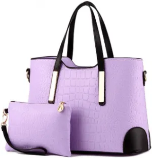 Women's Mix Color Crocodile Pattern PU Leather OL Crossbody Shoulder Bag Handbag