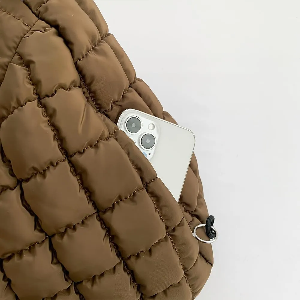 Women's New Large Capacity Quilted Handbag Puffer Shoulder Bag - Lightweight Quilted Padded Hobo Bag Quilted Bag