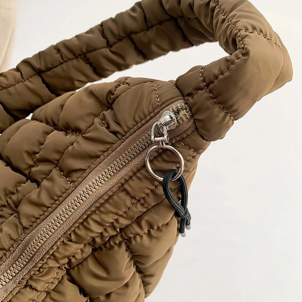 Women's New Large Capacity Quilted Handbag Puffer Shoulder Bag - Lightweight Quilted Padded Hobo Bag Quilted Bag