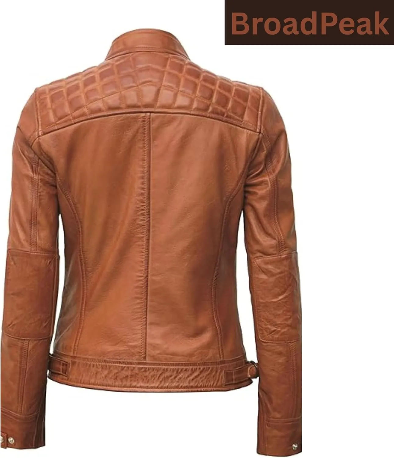 Women's Quilted Biker Leather Jacket – Sleek Café-Inspired Design