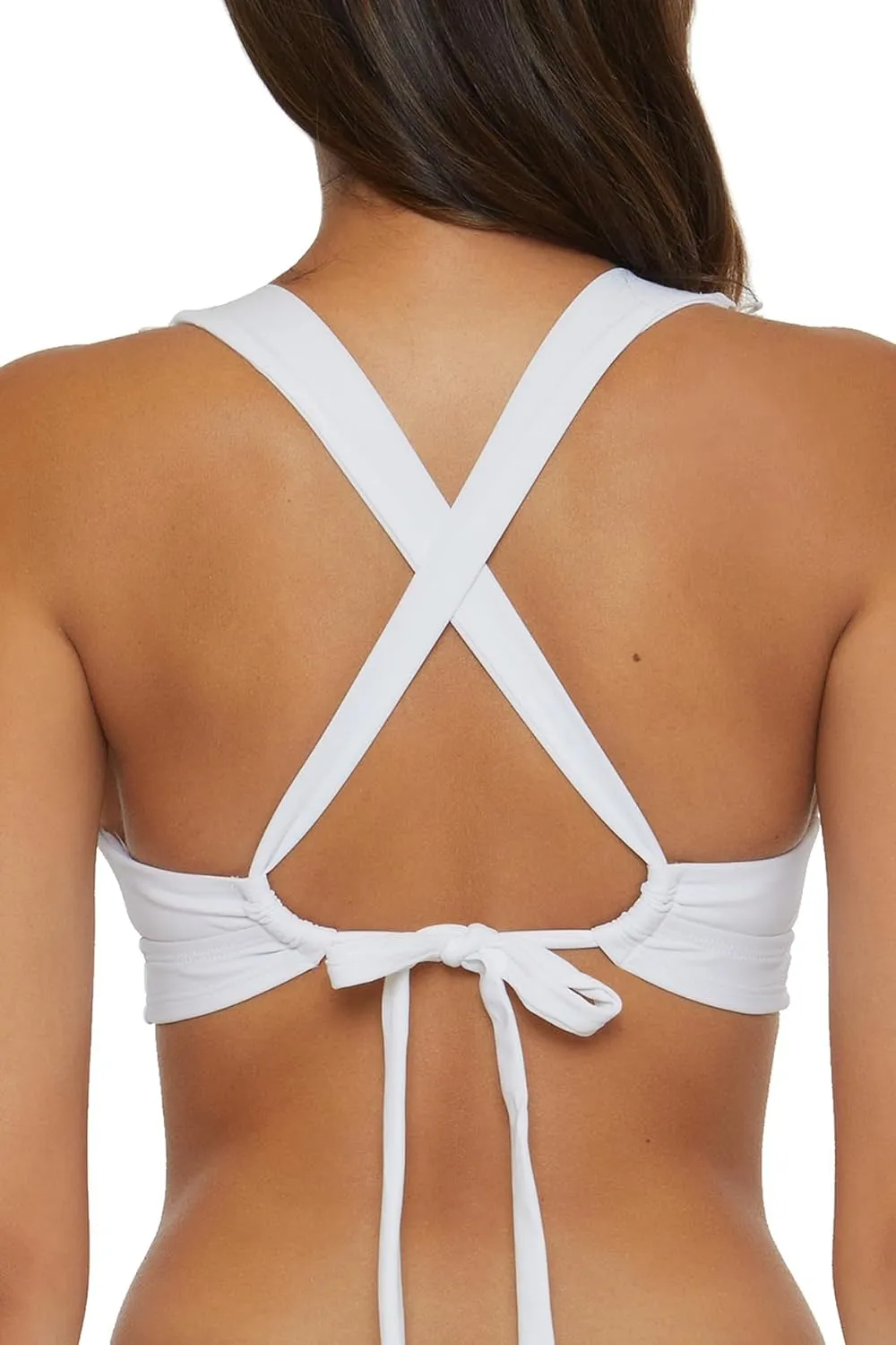 Women's Standard Lace Trim Halter Bikini Top, Adjustable, Tie Back, Swimwear Separates