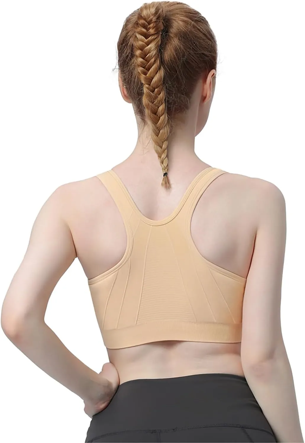 Women's Zip Front Sports Bra Wireless Post-Surgery Bra Active Yoga Sports Bras