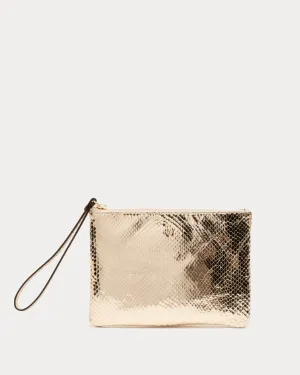 Wristlet Snake Embossed Leather - Platino