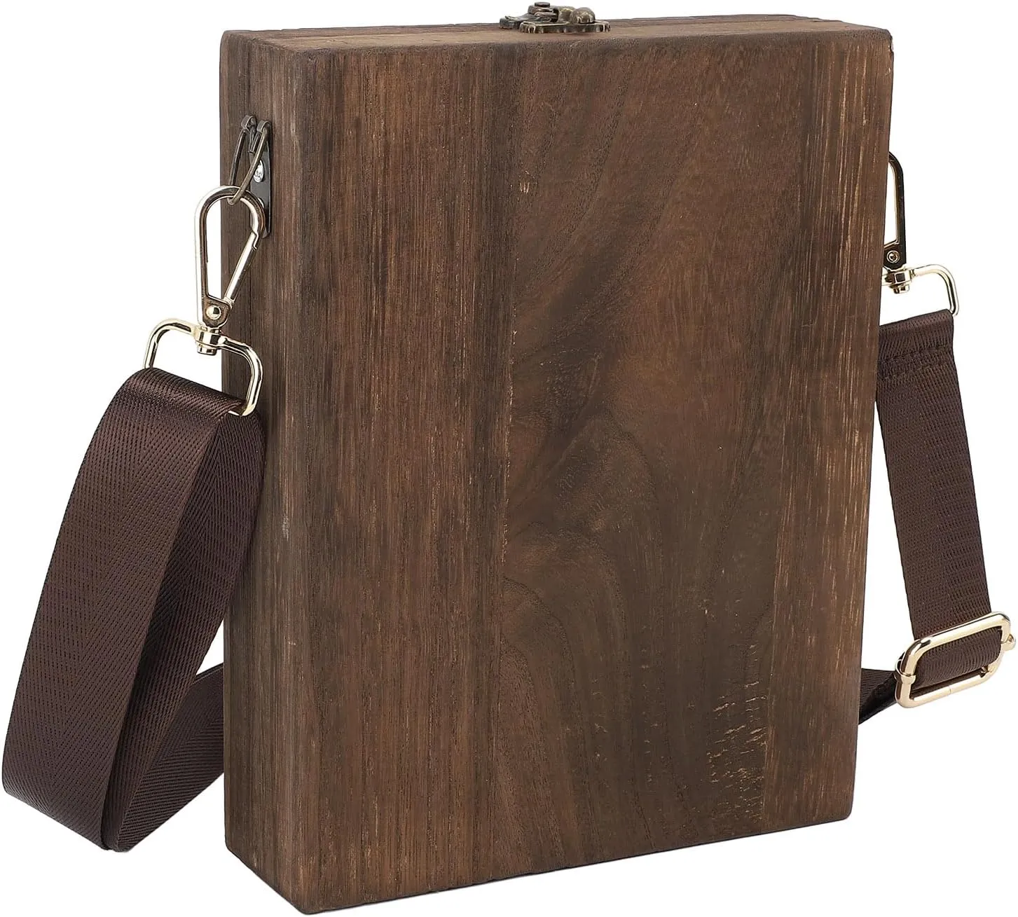 Writers Messenger Wood Box Travel Art Bag Portable Artist Tool Sketch Box Easel for Outdoor Painting Carbonized Brown
