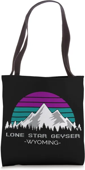Wyoming Winter Hiking 80s Retro Style Hike Lone Star Geyser Tote Bag