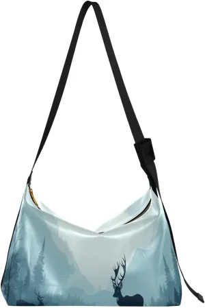 xigua Forest Scene Shoulder Bag for Women Waterproof PU Leather Hobo Bags Crossbody Purse with Zipper Closure