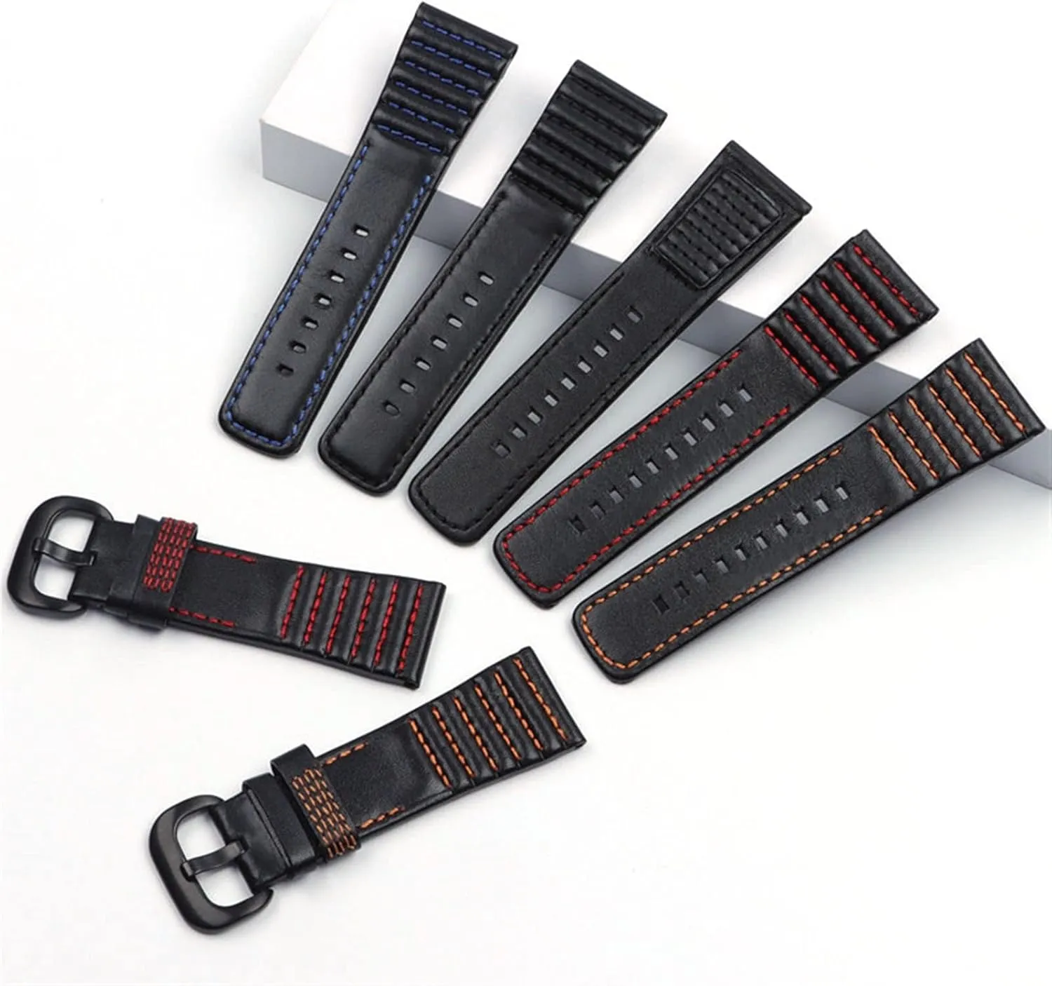 XMKT 28mm Genuine Leather With Stitches Wrist Watchband Loops For Sevenfriday P3B/01 S2/01 Men Watch Strap