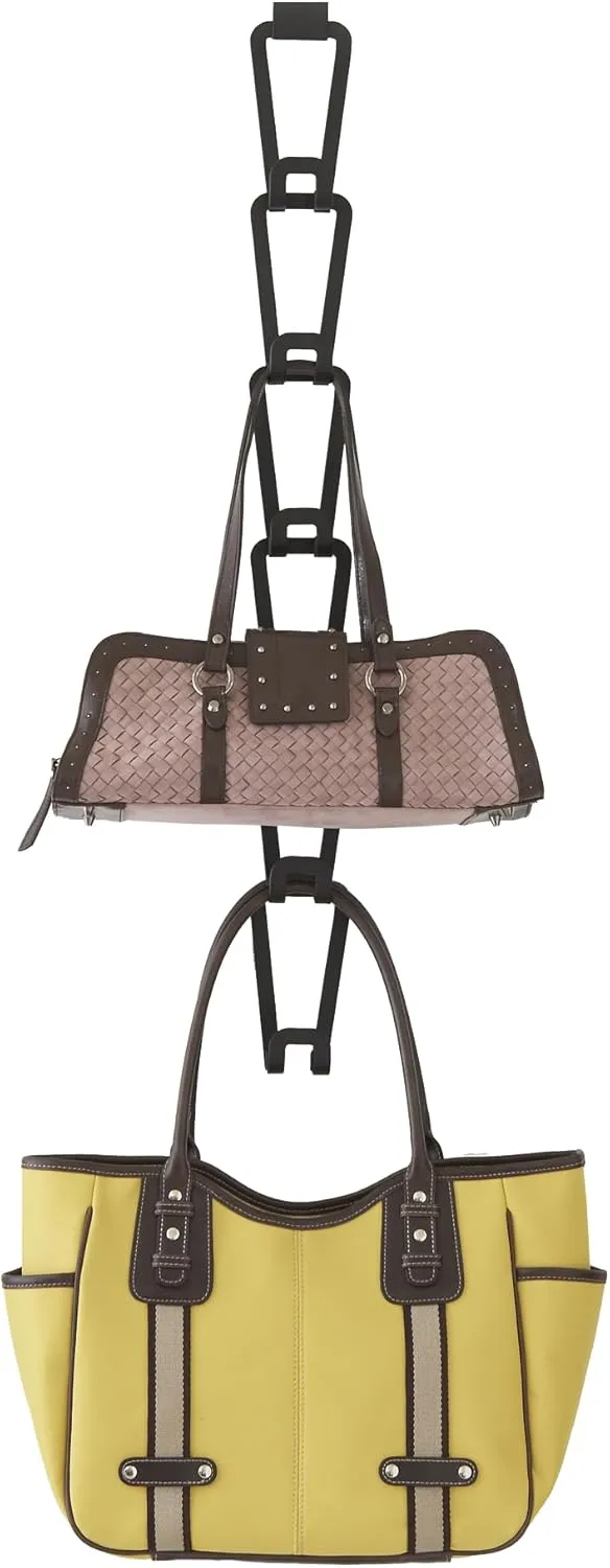 Yamazaki Home Chain Link Bag Holder - Closet Storage Hanging Organizer Rack Steel One Size Black