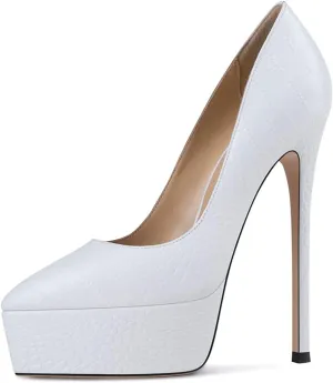 YDN Women Basic Platform Stiletto Pumps Pointed Toe High Heel Pumps Snake Print Slip on Wedding Dress Party Shoes Size 4-15 US