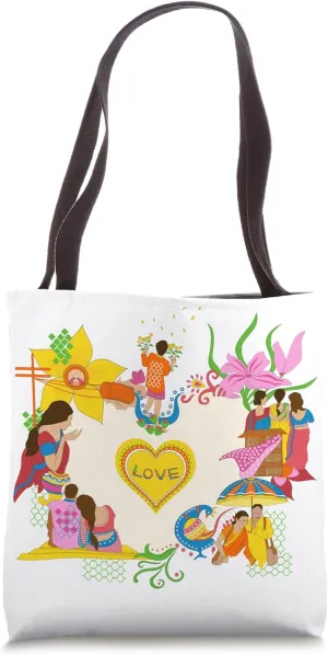 Yellow Heart Indian Inspirational Yoga Lovers Birthday Gift Tote Bag