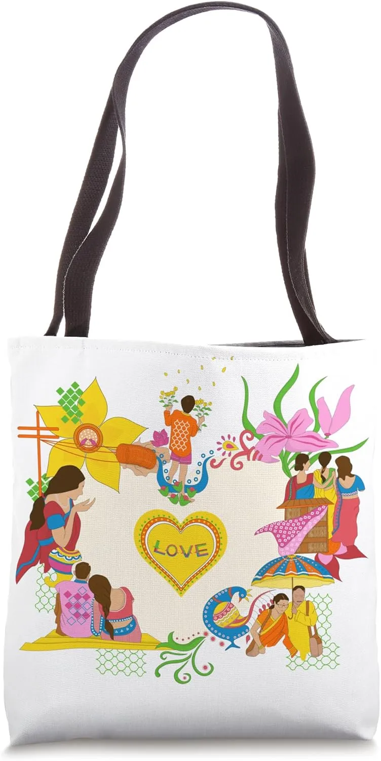 Yellow Heart Indian Inspirational Yoga Lovers Birthday Gift Tote Bag