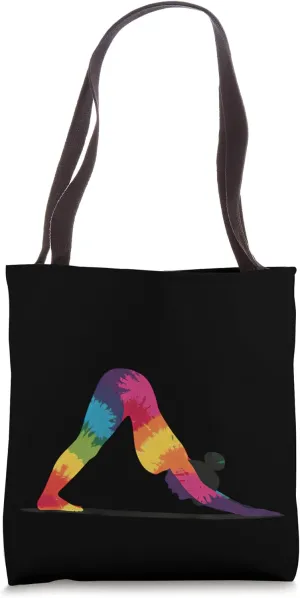 Yoga Pose Silhouette Downward Facing Dog Tie-Dye Art Tote Bag