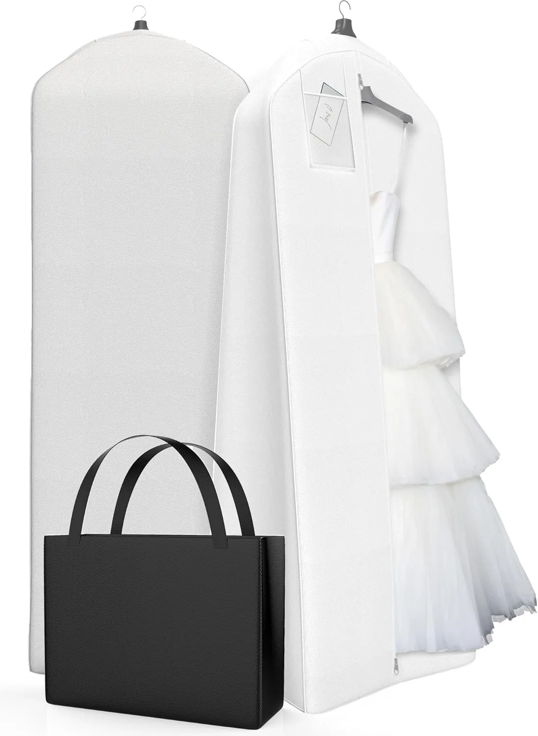 Your Bags Wedding Dress Garment Bag with Matching Tote- Garment Bags for Travel & Hanging Clothes or Storage - 72" Wedding Dress Bag for Gowns Long with 20" Gusset for Puffy Bridal Gowns Cover - White