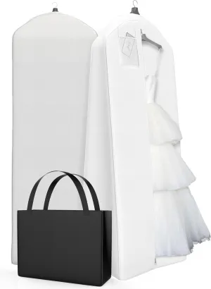 Your Bags Wedding Dress Garment Bag with Matching Tote- Garment Bags for Travel & Hanging Clothes or Storage - 72" Wedding Dress Bag for Gowns Long with 20" Gusset for Puffy Bridal Gowns Cover - White