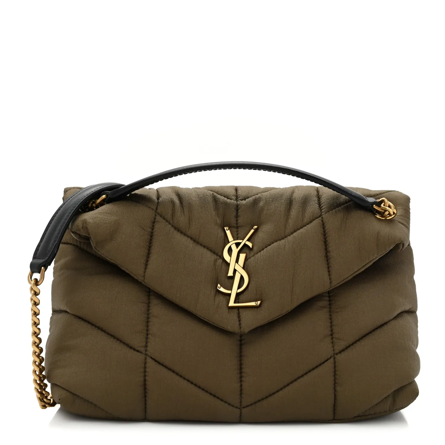 YSL NYLON QUILTED SMALL LOULOU PUFFER CHAIN BAG