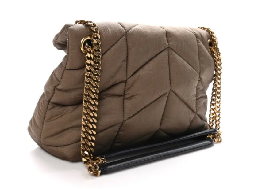 YSL NYLON QUILTED SMALL LOULOU PUFFER CHAIN BAG
