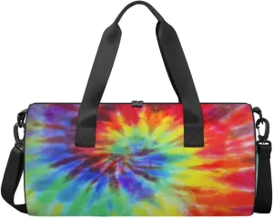 Yzrwebo Tie Dye Swirl Round Gym Bag for Men Women, Abstract Art Tie Die Small Sport Yoga Bag, Ballet Dance Gymnastics Bag, Duffel Travel Camping Weekend Carry On Overnight Bags