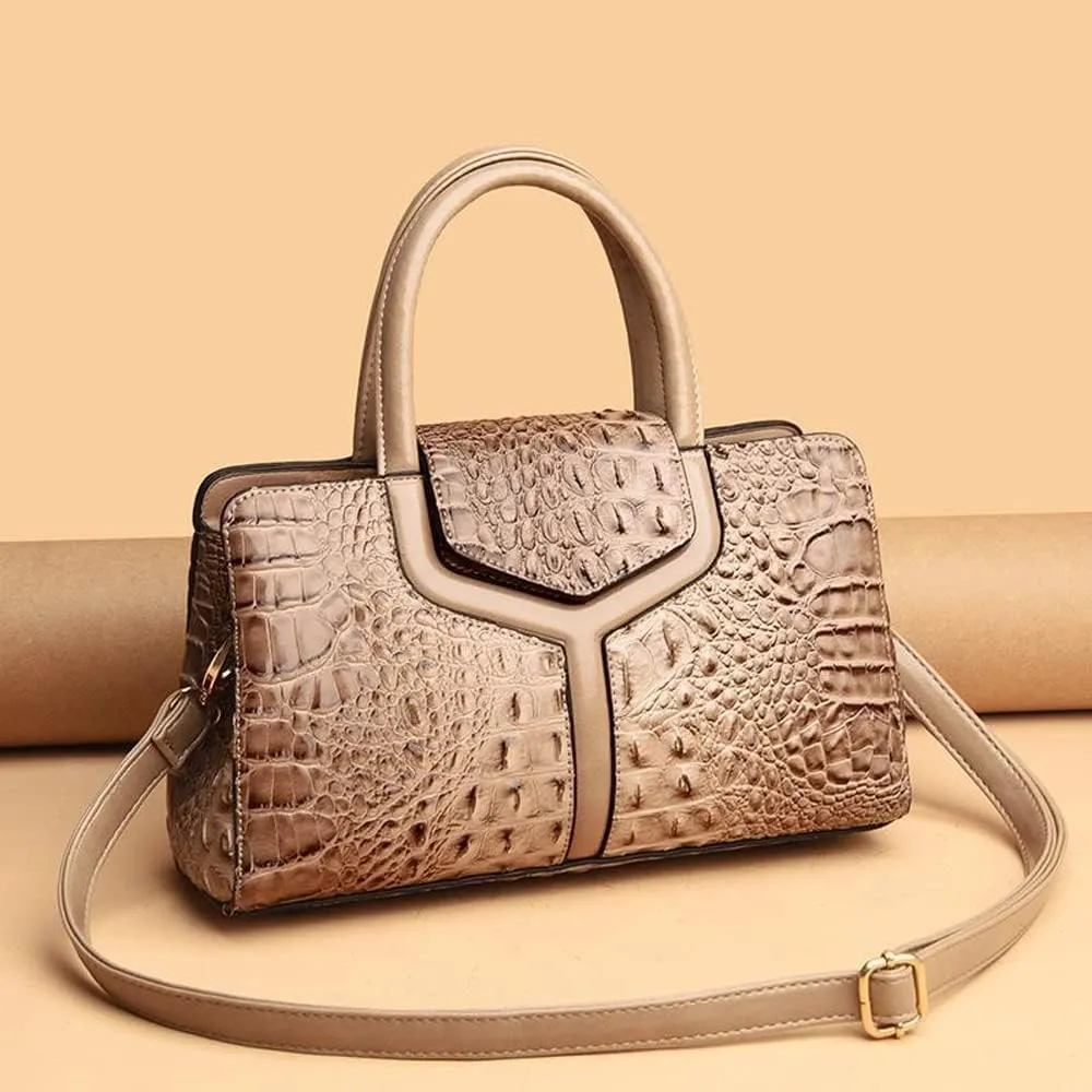 ZiMing Top Handle Handbags Women Purse Crocodile Pattern Faux Leather Tote Bags Satchel Bags Zipper&Flap Handbag Shoulder Bag