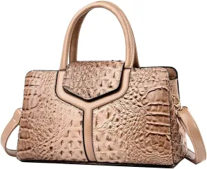 ZiMing Top Handle Handbags Women Purse Crocodile Pattern Faux Leather Tote Bags Satchel Bags Zipper&Flap Handbag Shoulder Bag