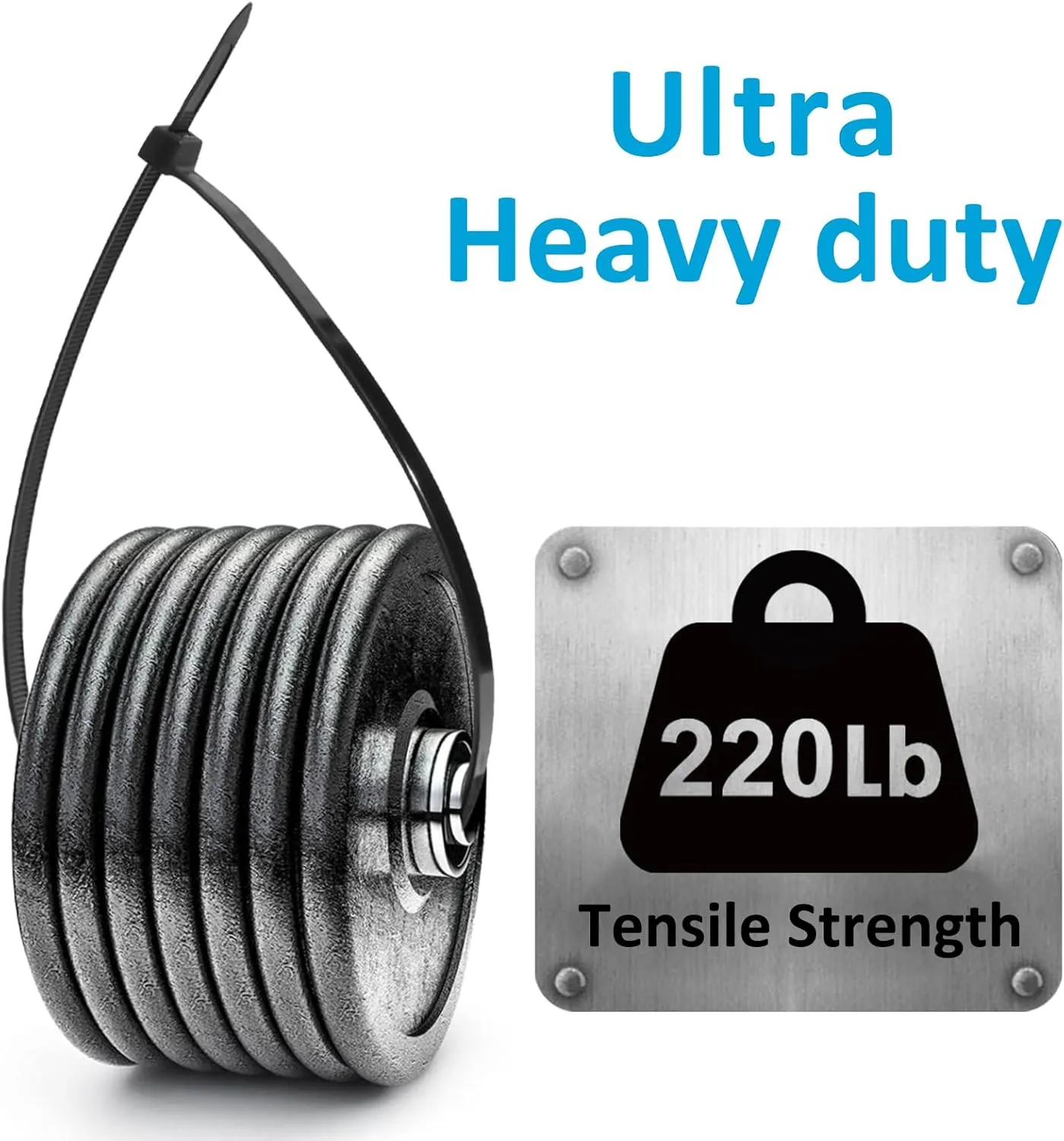 Zip Ties Assorted Sizes (12" 18" 24")- 300 Pack, Large Zip Ties Heavy Duty with 220 lb Tensile Strength for Outdoor Use, Black, Long Cable Ties by ANOSON