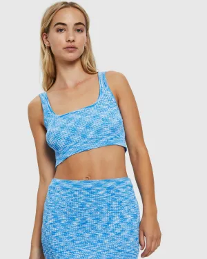 Zoey Space Dye Knit Crop Top Blue